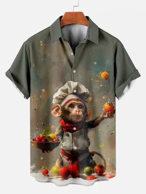 Orangutan Pattern Shirt | Hawaiian Button Down Shirt