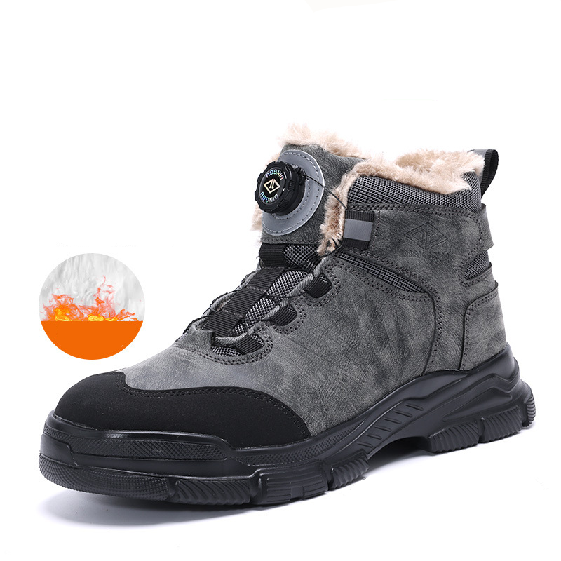 Men's High Top Safety Shoes, Work/Mining/Construction/Outdoor Hiking Shoes, Lightweight Steel Toe, Comfortable 4-Season Work Shoes