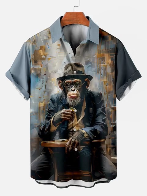 Orangutan Pattern Shirt | Hawaiian Button Down Shirt