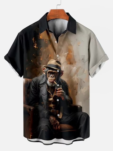 Orangutan Pattern Shirt | Hawaiian Button Down Shirt