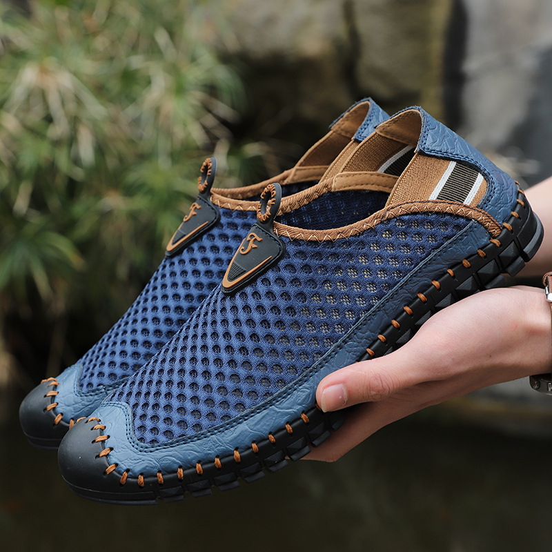 Large Size Men Hand Stitching Mesh Water Shoes Outdoor Slip Resistant Sneakers