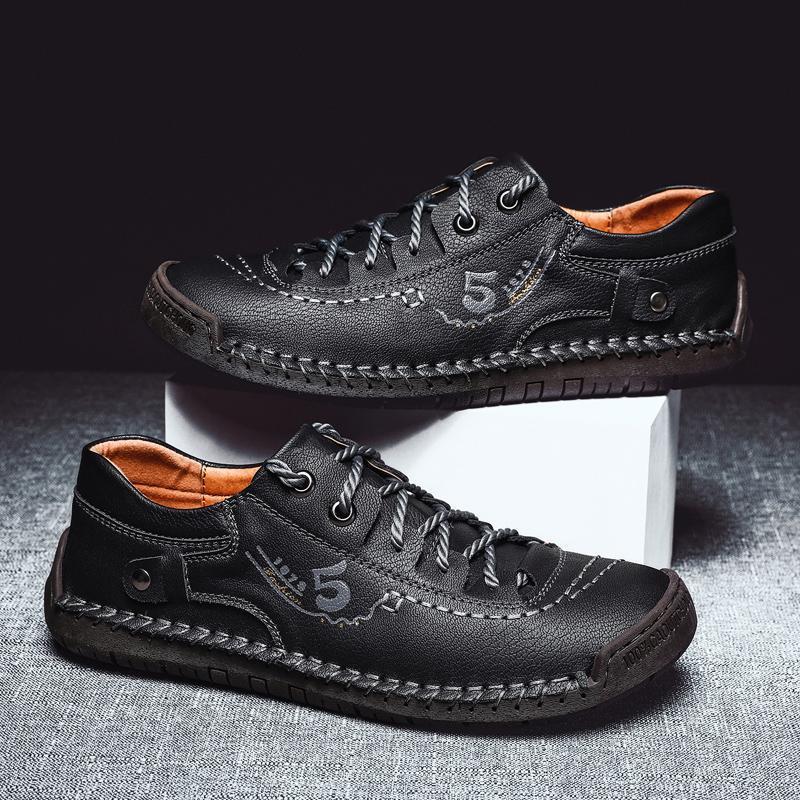 Men's Handmade Velcro Suede Beck Shoes Waterproof Leather Casual Sneakers Non-Slip Breathable