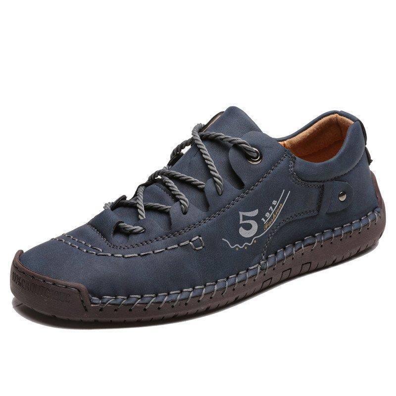 Men's Handmade Velcro Suede Beck Shoes Waterproof Leather Casual Sneakers Non-Slip Breathable