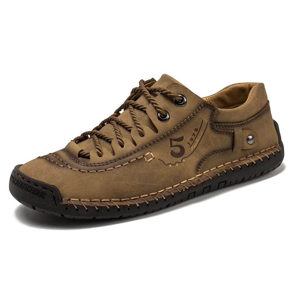 Men's Handmade Velcro Suede Beck Shoes Waterproof Leather Casual Sneakers Non-Slip Breathable