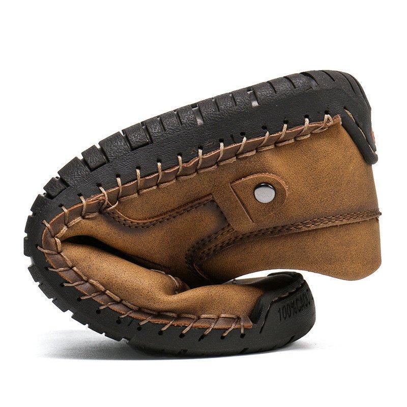 Men's Handmade Velcro Suede Beck Shoes Waterproof Leather Casual Sneakers Non-Slip Breathable