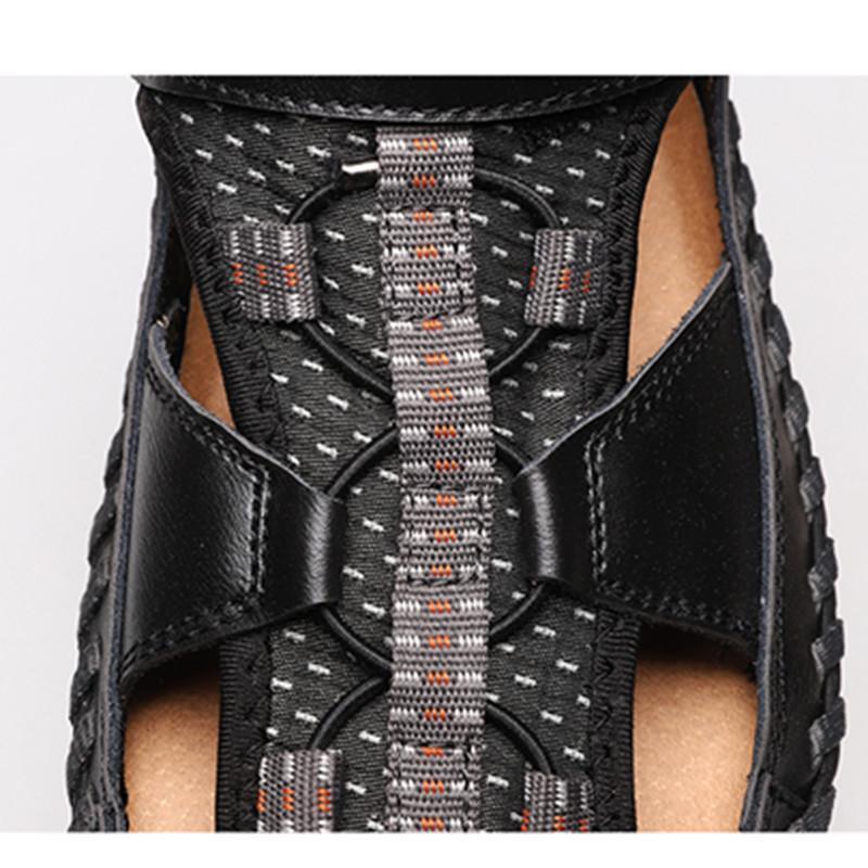 Men's Closed Toe Hand Stitching Outdoor Non Slip Dress Leather Sandals