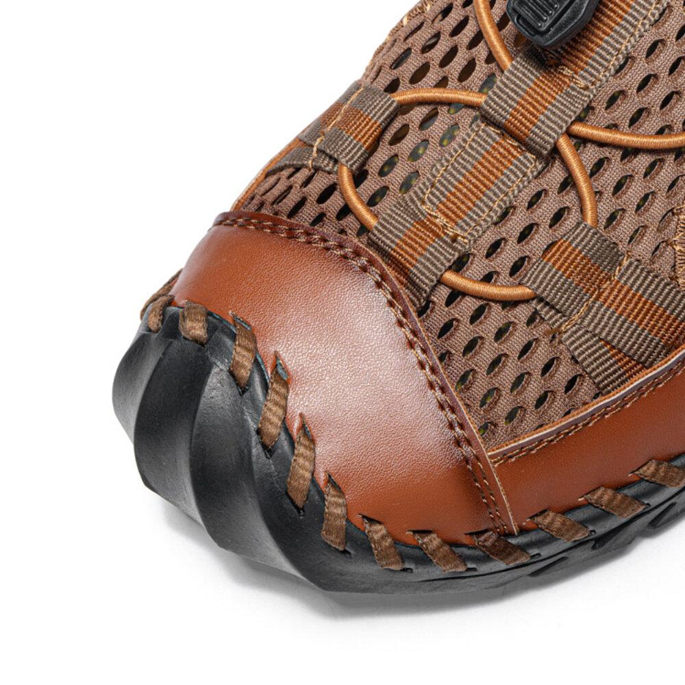 Men's Closed Toe Mesh Splicing Outdoor Microfiber Leather Sandals