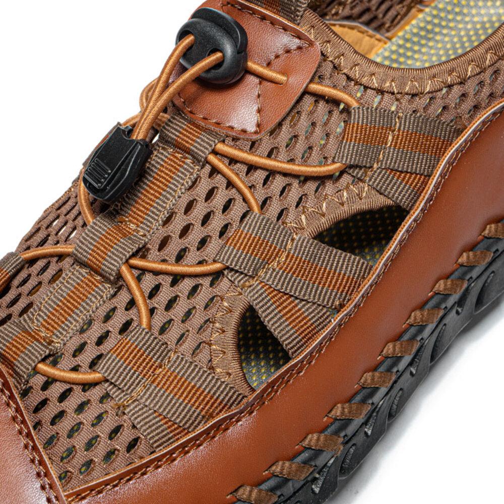 Men's Closed Toe Mesh Splicing Outdoor Microfiber Leather Sandals