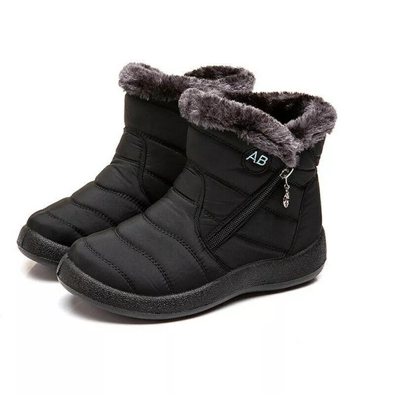 Winter Waterproof Women Shoes Snow Boots Fur-lined Slip On Warm Ankle Size