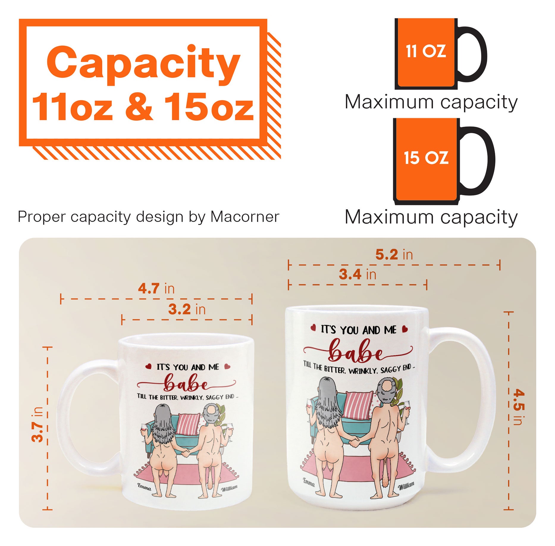It's You And Me Babe Till The Bitter Wrinkly Saggy End – Cute & Funny Personalized Couple Mug