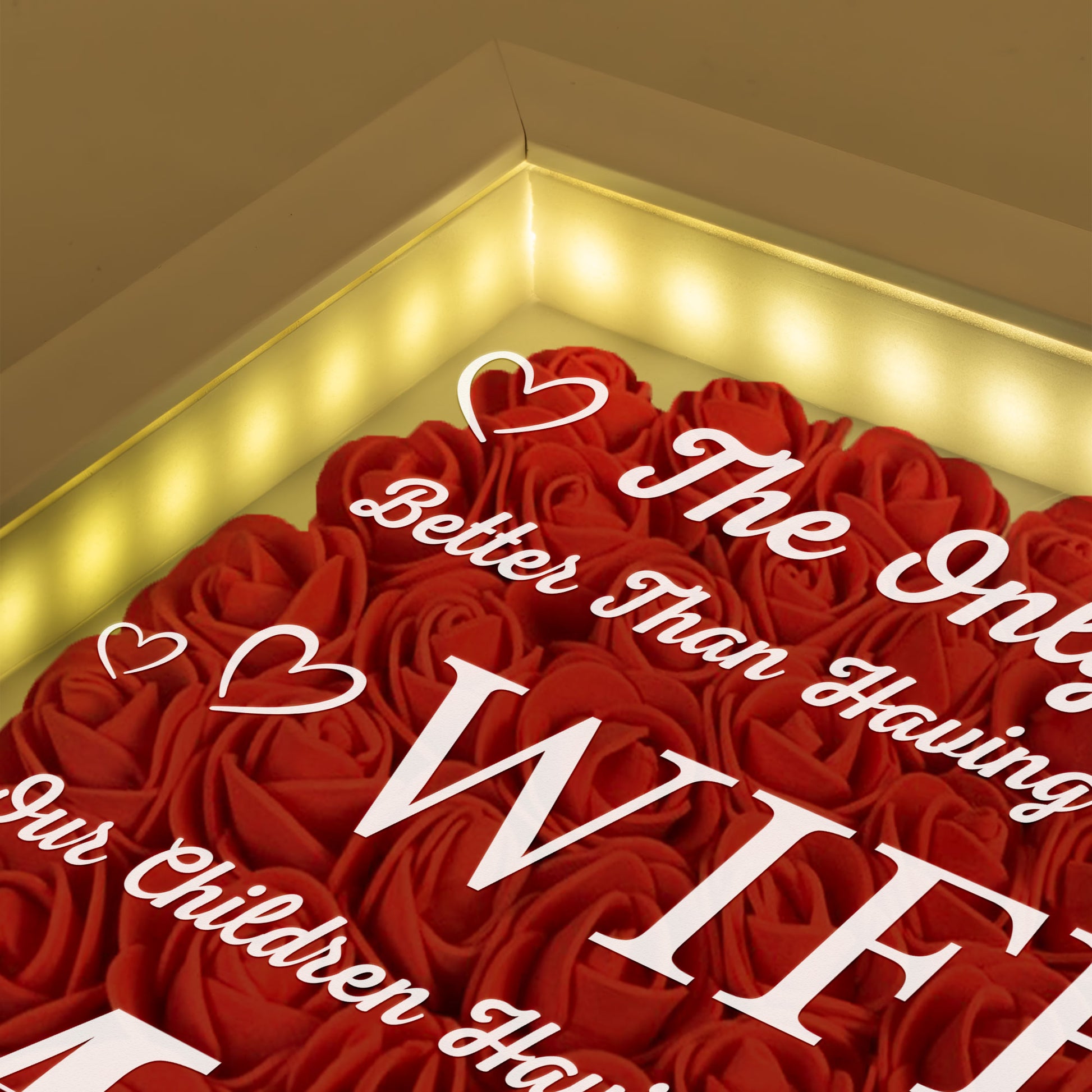 Personalized LED Flower Shadow Box for Wife - "Having You As My Wife" Romantic Mother's Day Gift