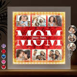 Personalized "We Love You Mom" Photo Shadow Box with LED Lights & Flowers - Custom Mother's Day Gift
