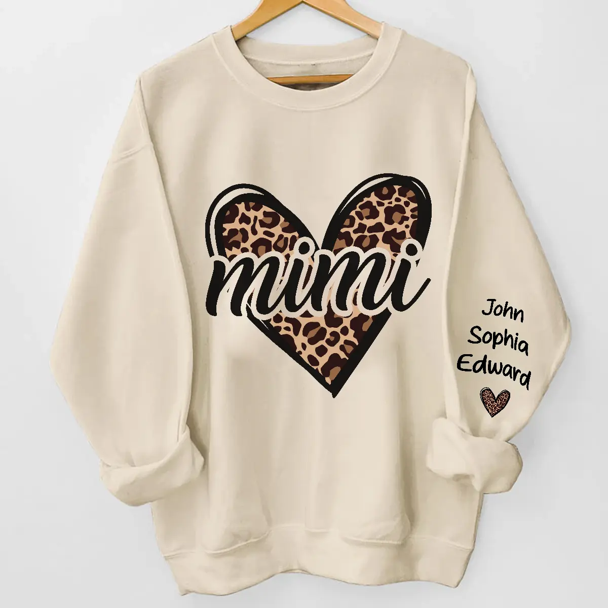 Grandmas Love Shines in Leopard Hearts - Custom Sweatshirt & Hoodie