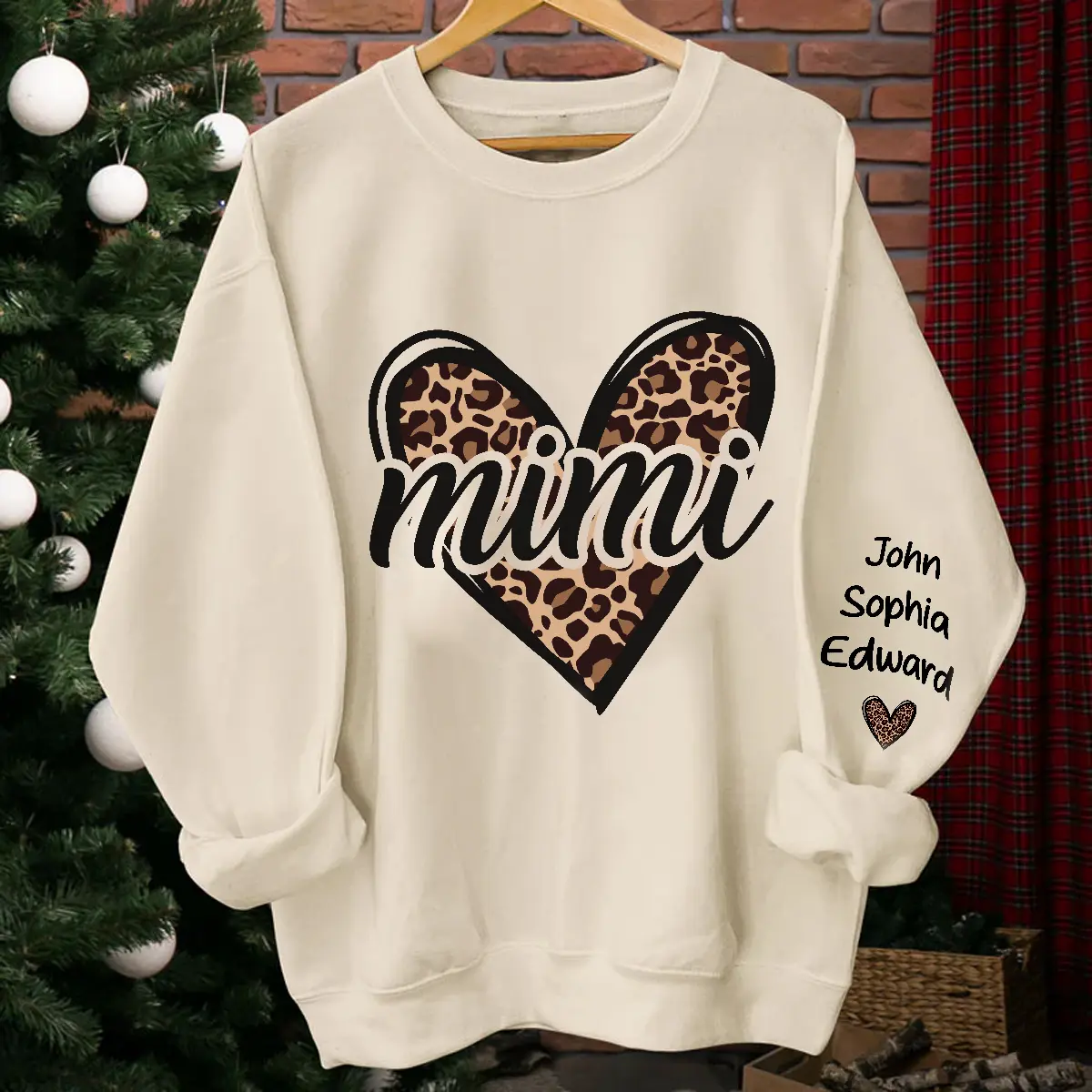 Grandmas Love Shines in Leopard Hearts - Custom Sweatshirt & Hoodie