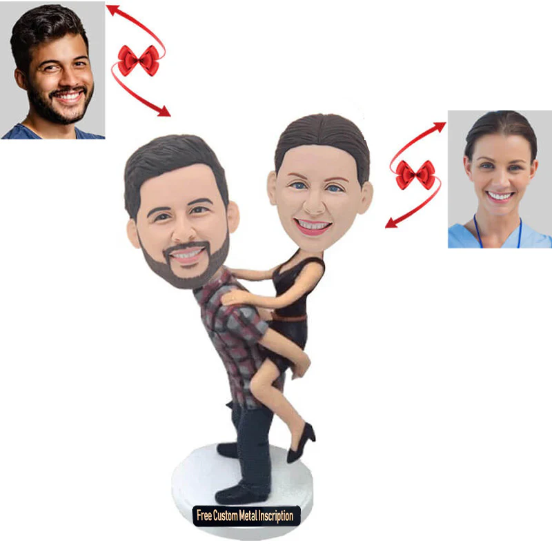Piggyback Couple Custom Bobbleheads
