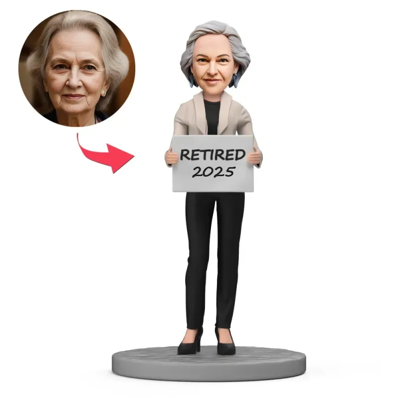 2025 Retired Female Wear Suit Custom Bobblehead with Engraved Text