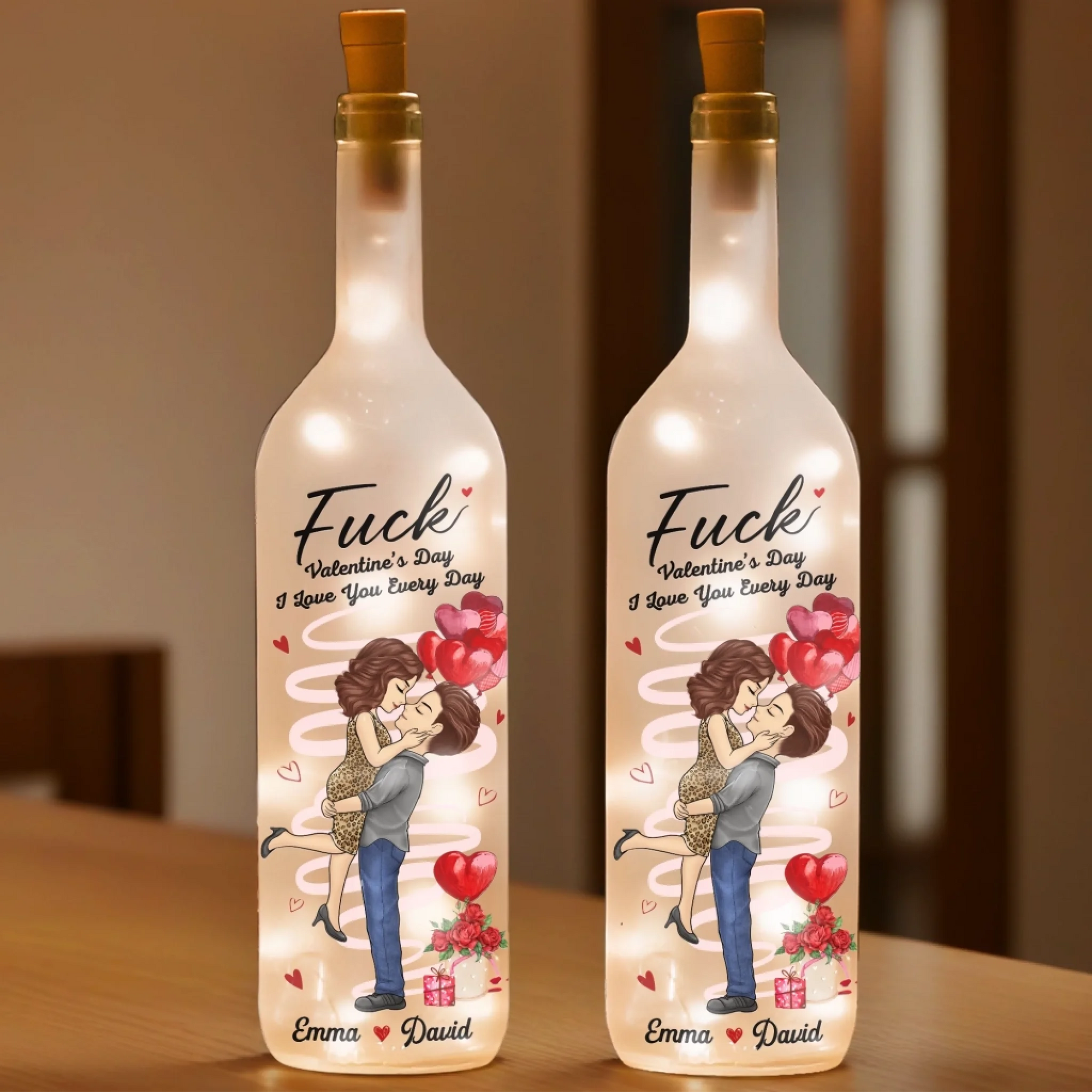 Personalized LED Bottle Lamp – Meaningful Anniversary Gift for Couples – Years Passed, Our Love Only Grows
