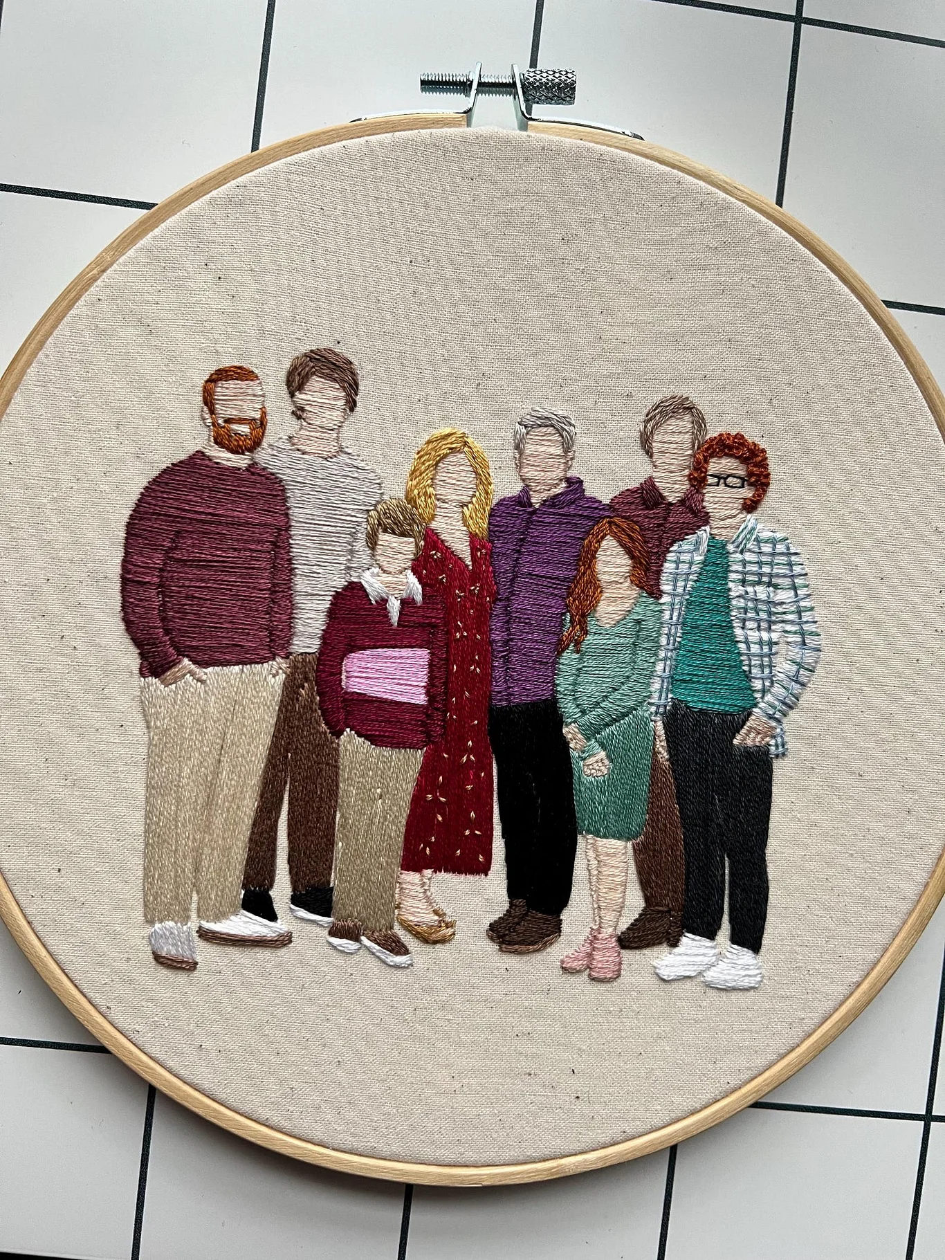Custom Embroidered Portrait | Family Portrait | Friends Portrait | Anniversary Gift