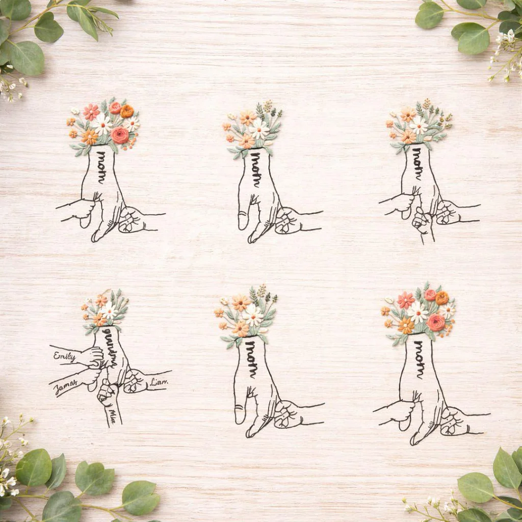 Mama Embroidery Hoop, Floral Mama Embroidery, Family Embroidery, Linen Hand Embroidery Hoop Art, Mother Gift, Nursery Wall Decor