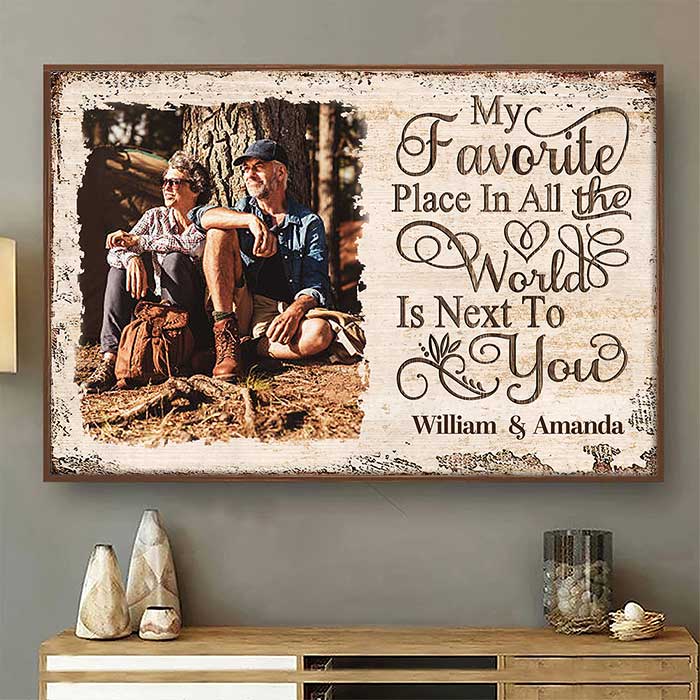 My Favorite Love Story Is Ours – Custom Photo Personalized Horizontal Poster, Romantic Gift for Husband & Wife, Anniversary Gift