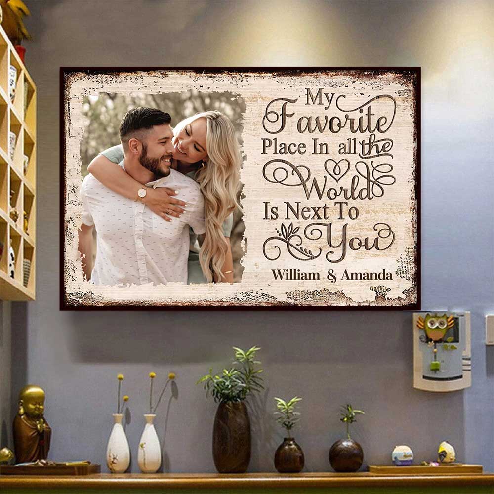 My Favorite Love Story Is Ours – Custom Photo Personalized Horizontal Poster, Romantic Gift for Husband & Wife, Anniversary Gift