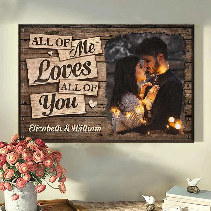 I Completely Love You” Personalized Horizontal Poster – Upload Your Photo, Romantic Gift for Couples, Husband & Wife