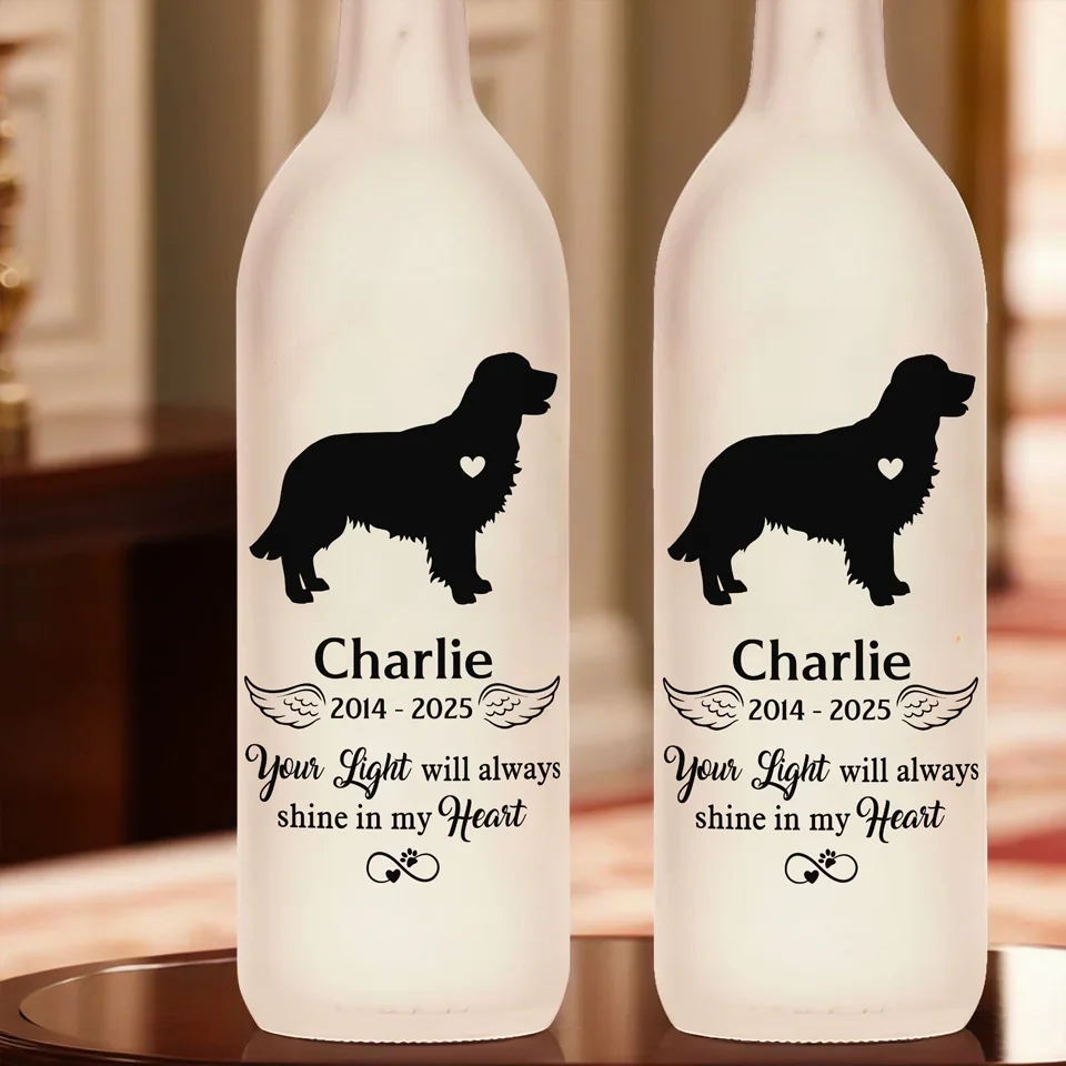 Forever In My Heart – Custom Pet Memorial Bottle Lamp, Sympathy Gift for Pet Owners