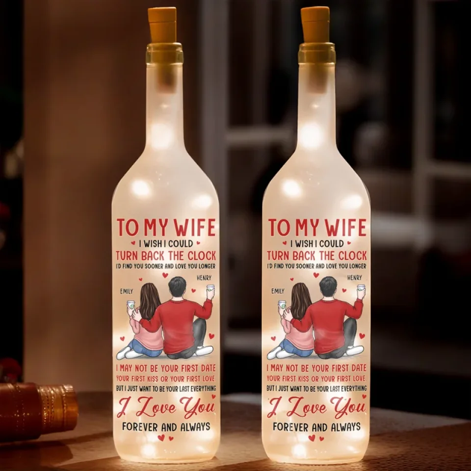 I Love You Forever and Always – Personalized Couple Bottle Lamp, Anniversary Gift