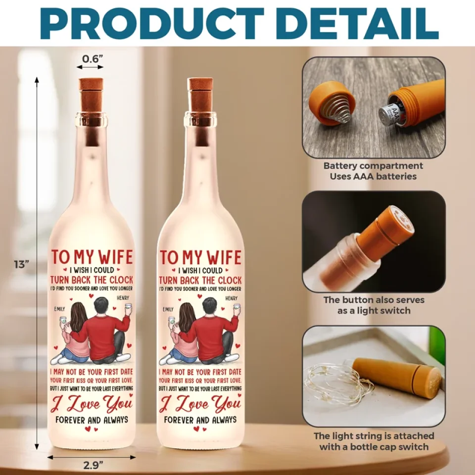 I Love You Forever and Always – Personalized Couple Bottle Lamp, Anniversary Gift