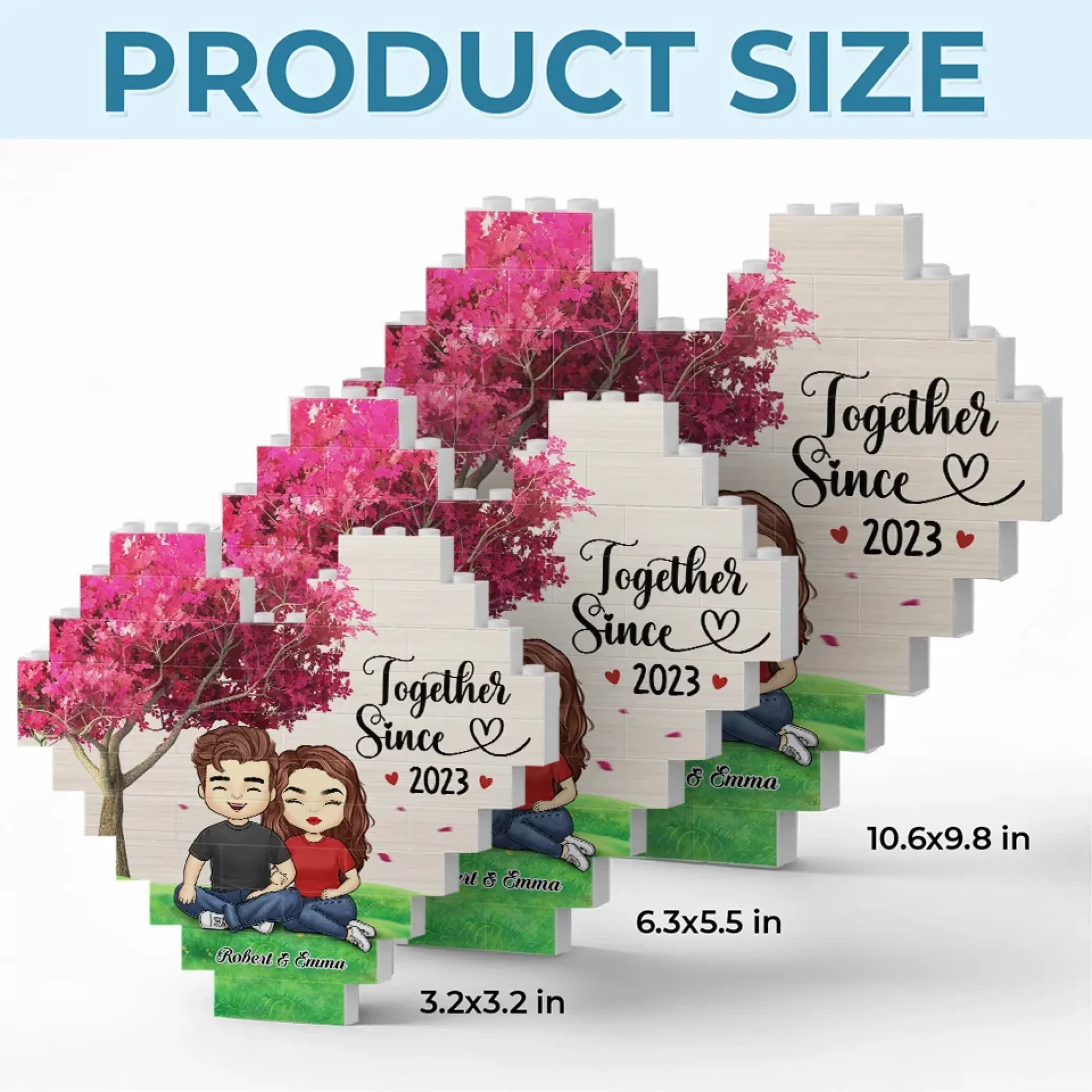 "Forever Together" Heart-Shaped Building Blocks（Personalized Couple Keepsake – Meaningful Anniversary Gift for Him & Her）