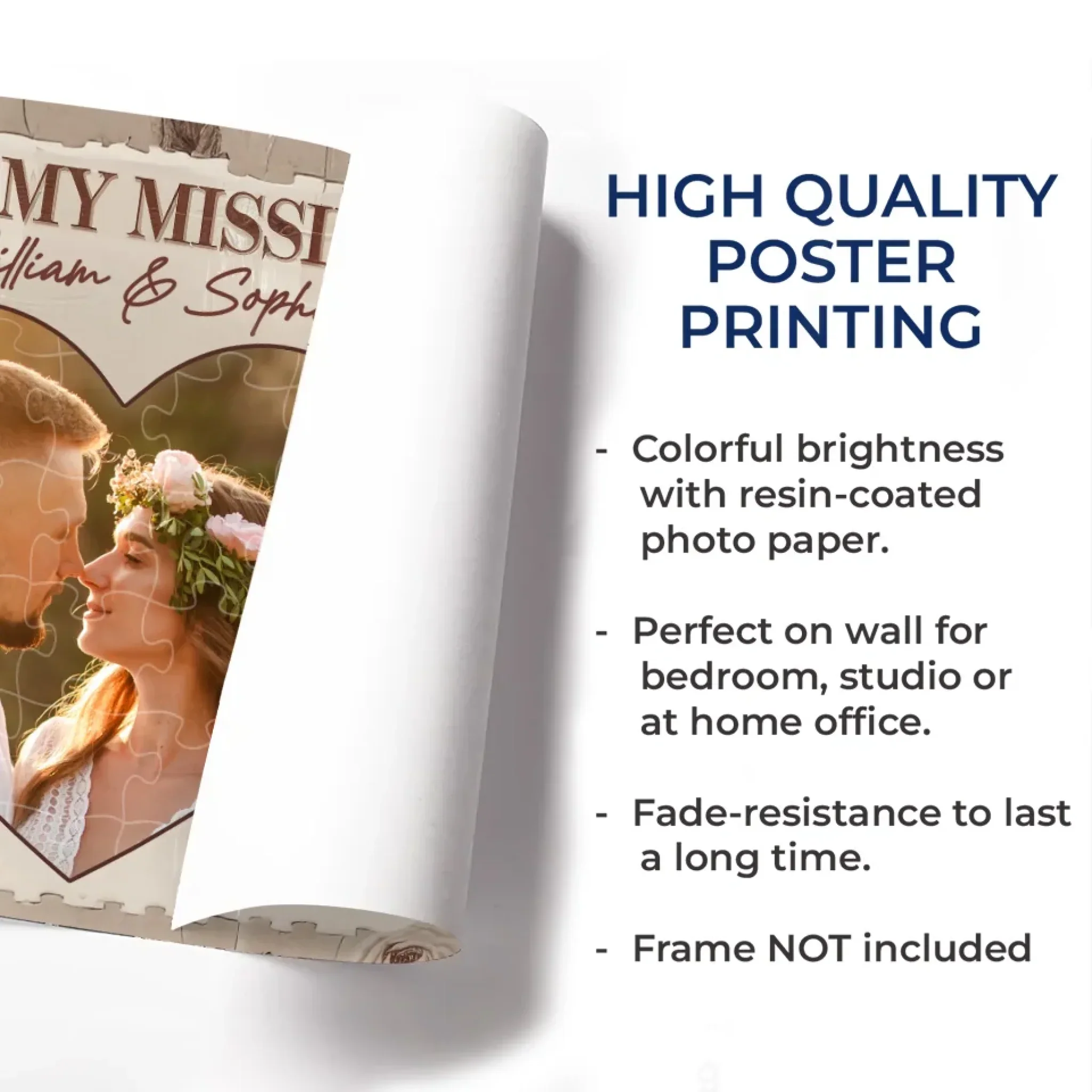 You Make Me Whole – Custom Photo Personalized Horizontal Poster, Romantic Gift for Husband & Wife, Anniversary Gift