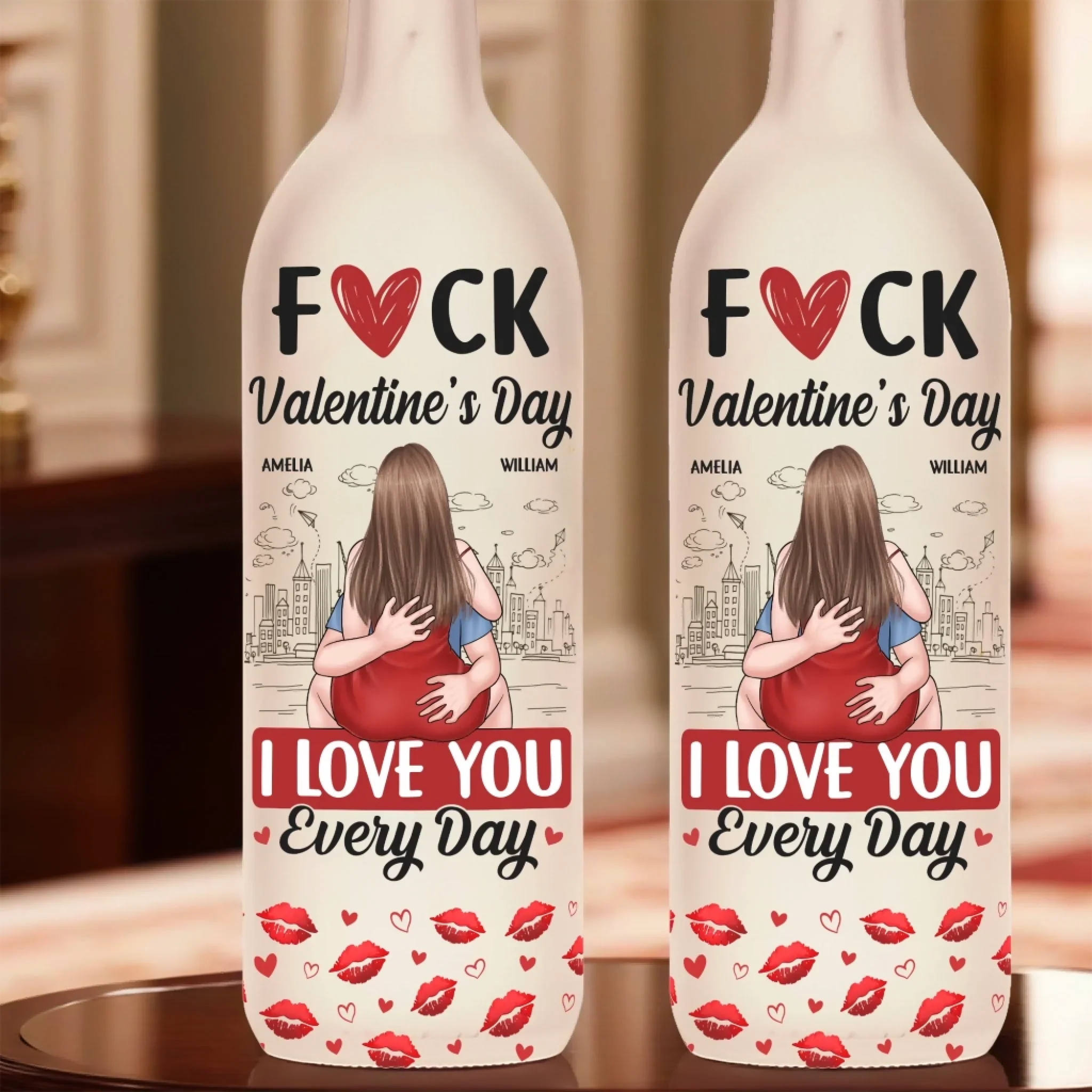 Every Day is Valentine’s Day – Personalized Custom Bottle Lamp for Couples – Unique Gift for Husband & Wife, Anniversary