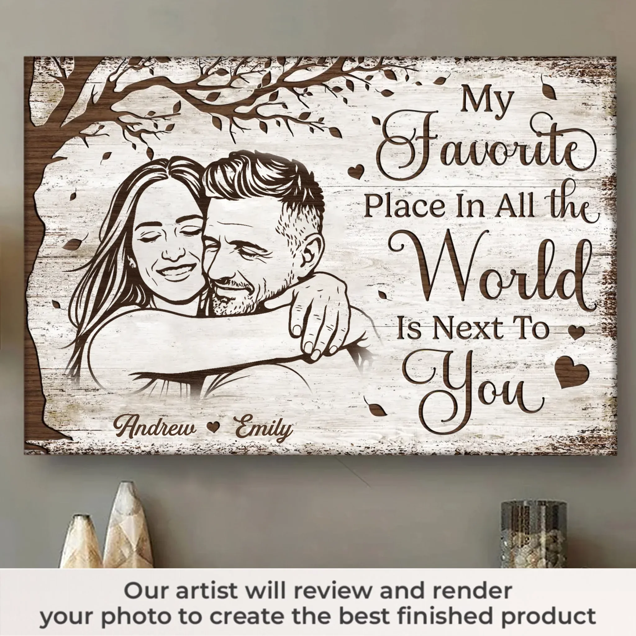 Personalized Anniversary Photo Poster or Canvas – Custom Wedding Gift for Husband & Wife, Him & Her – Happily Ever After
