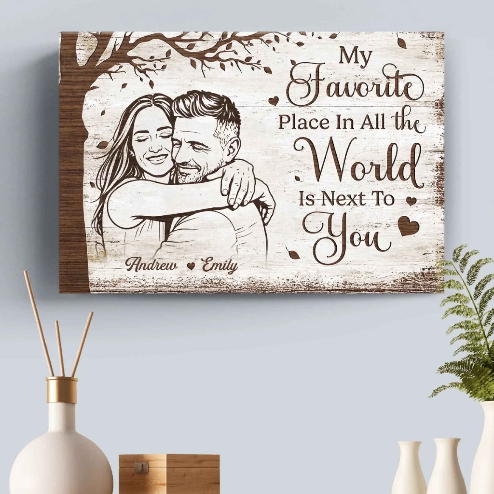 Personalized Anniversary Photo Poster or Canvas – Custom Wedding Gift for Husband & Wife, Him & Her – Happily Ever After