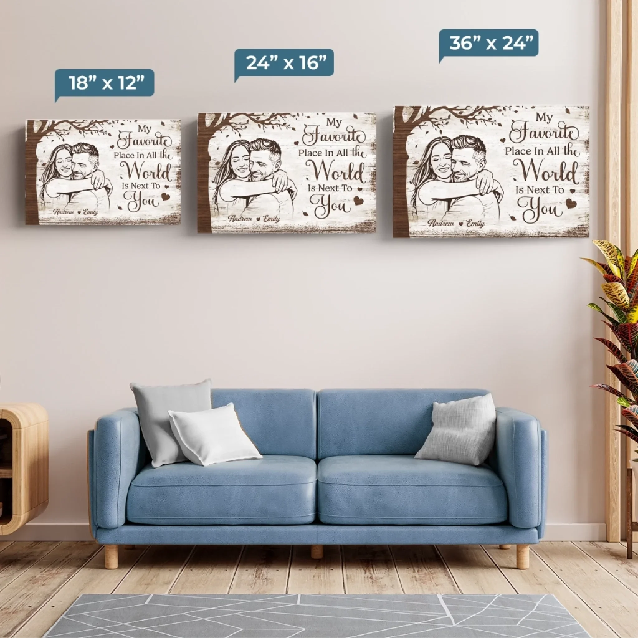 Personalized Anniversary Photo Poster or Canvas – Custom Wedding Gift for Husband & Wife, Him & Her – Happily Ever After