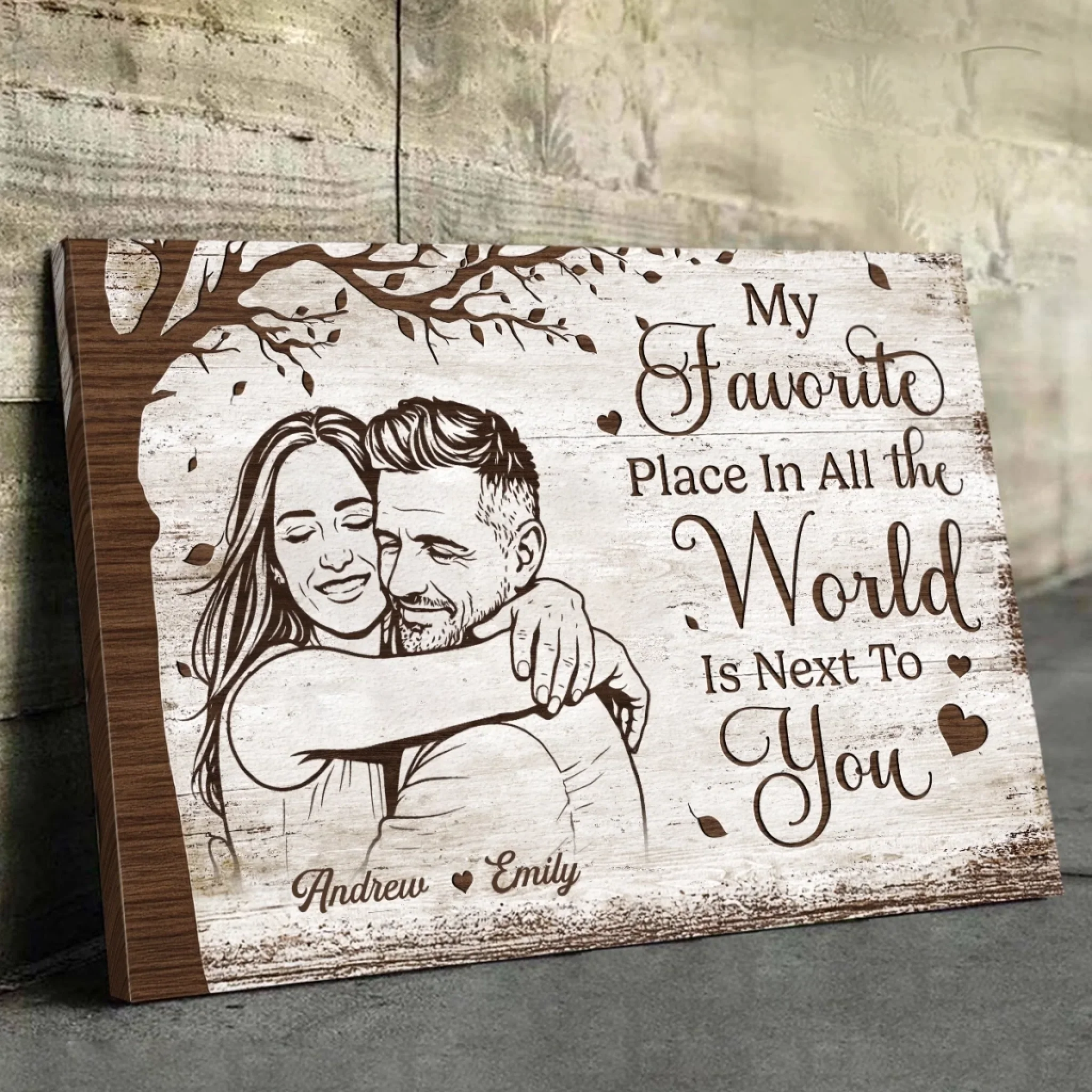 Personalized Anniversary Photo Poster or Canvas – Custom Wedding Gift for Husband & Wife, Him & Her – Happily Ever After