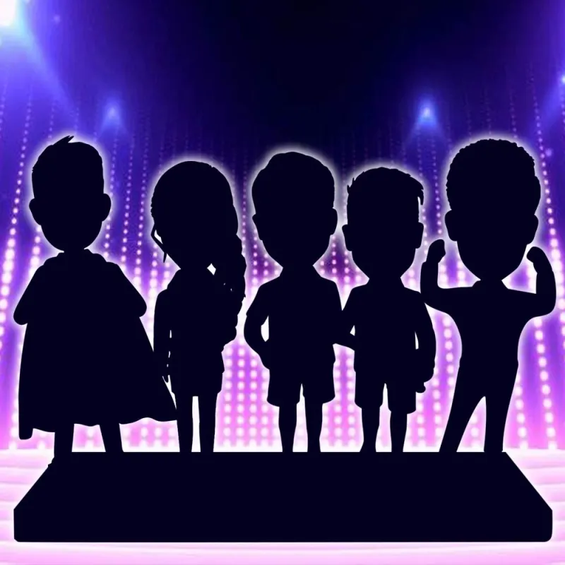Fully Custom 5-Person Bobblehead – Add Your Own Engraved Text