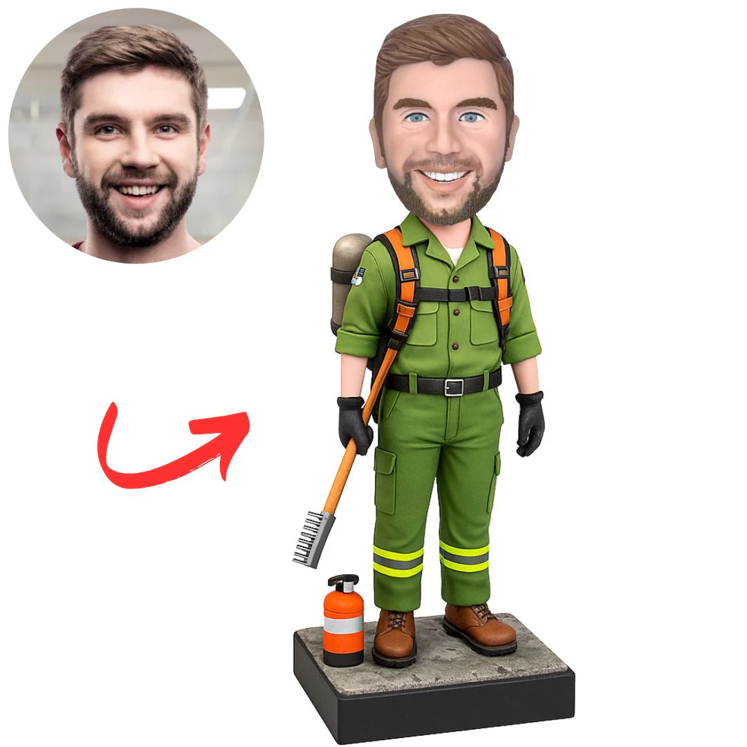 Firefighter Carrying Oxygen Cylinder Custom Bobbleheads