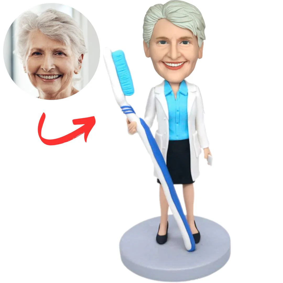 Custom Dental Director Holding Toothbrush Bobbleheads