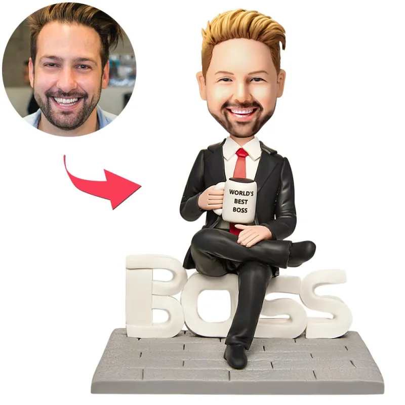 Christmas Gift Domineering Male Boss WORLD BEST BOSS Custom Bobblehead with Engraved Text