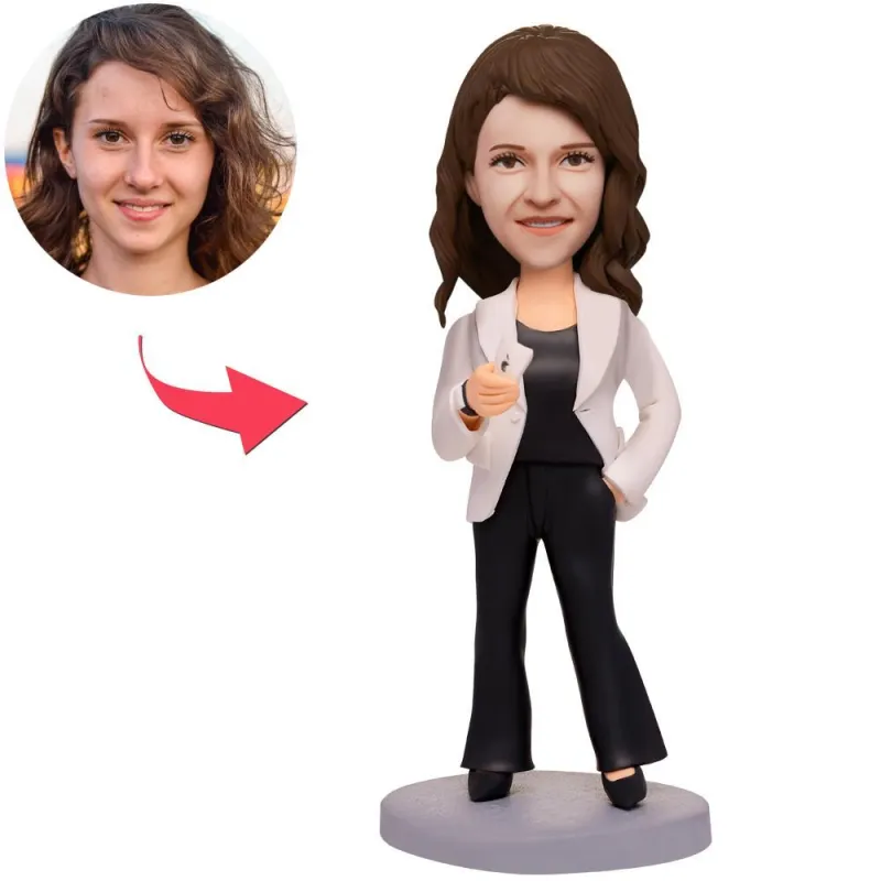 Business Modern Woman Custom Bobbleheads With Engraved Text Gift For Boss