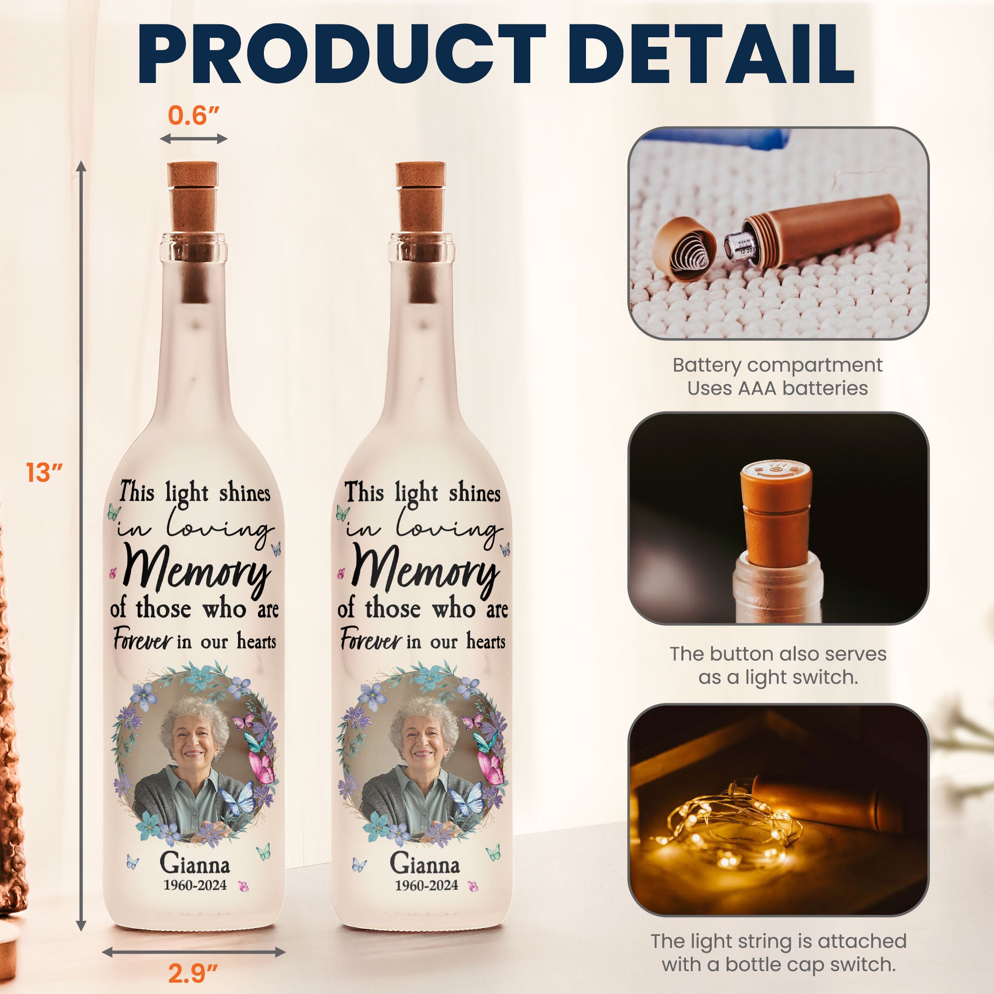 Shine in Memory – Personalized LED Bottle Lamp with Your Loved One’s Photo
