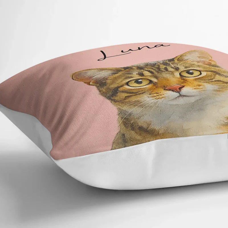 Realistic Watercolor Pet Art – Custom Photo Personalized Dog & Cat Pillow