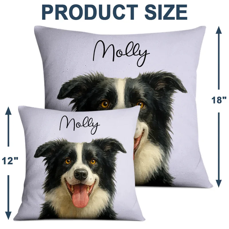 Realistic Watercolor Pet Art – Custom Photo Personalized Dog & Cat Pillow