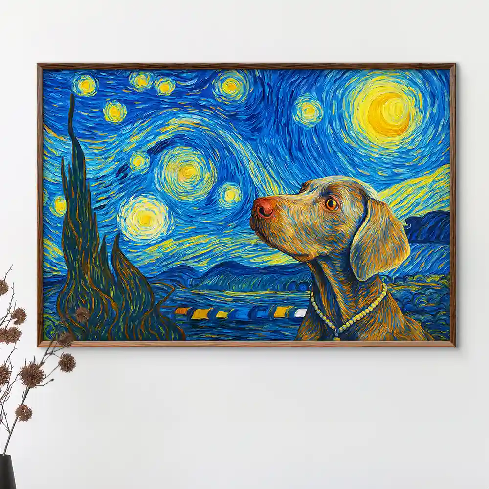 Custom Starry Night Pet Portrait Poster – Personalized Dog & Cat Photo Print