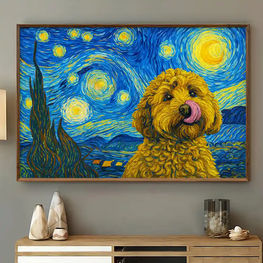 Custom Starry Night Pet Portrait Poster – Personalized Dog & Cat Photo Print
