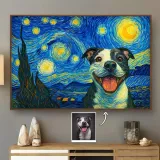 Custom Starry Night Pet Portrait Poster – Personalized Dog & Cat Photo Print