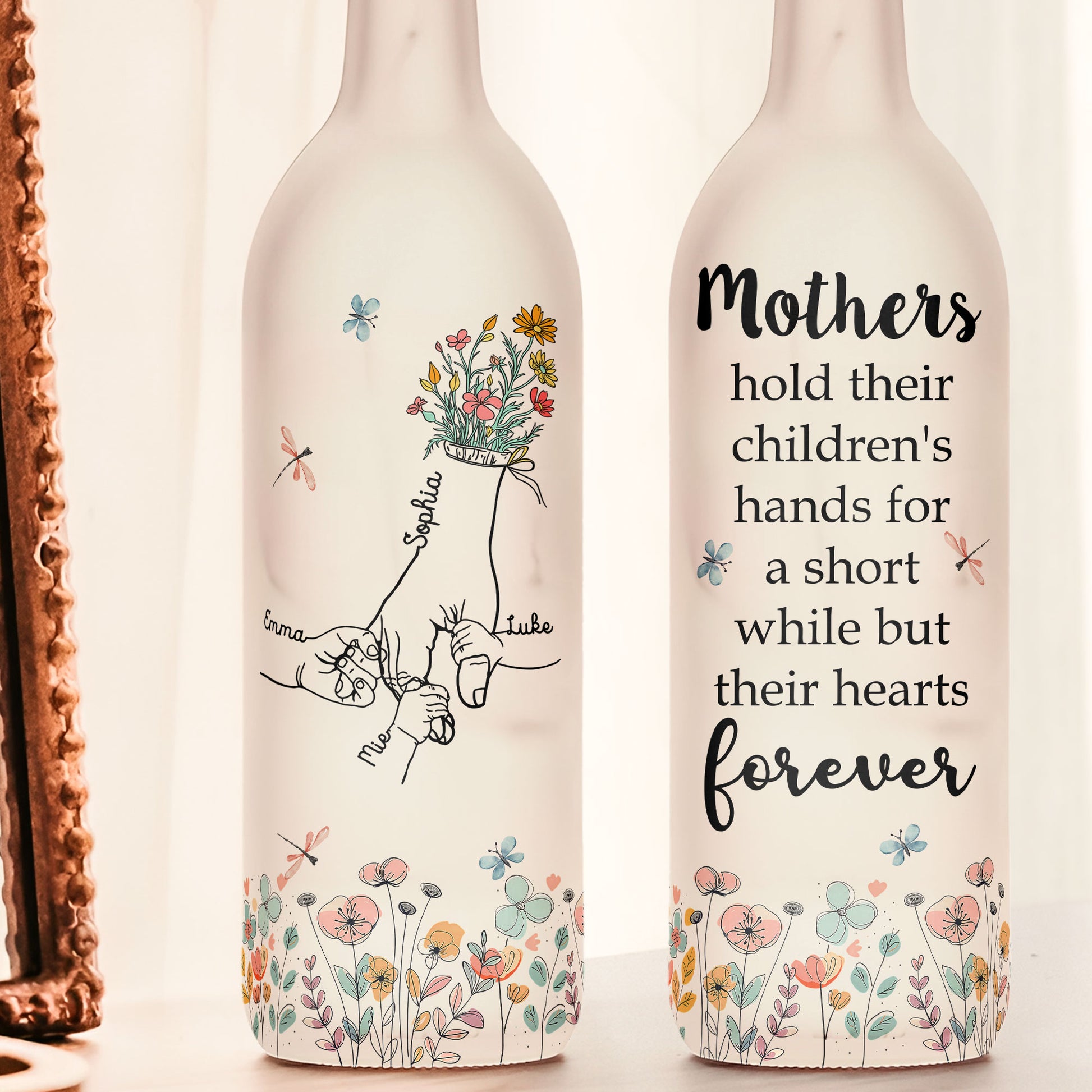 Mom, Mama’s Loving Hands – Custom Engraved Bottle Lamp