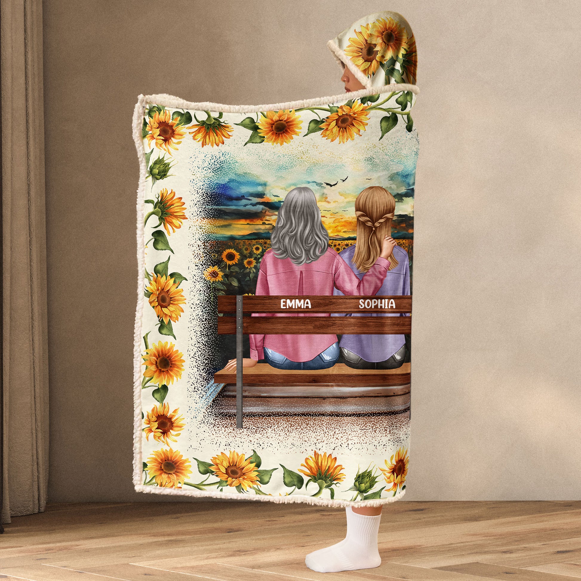 Dear Mom, Think of This as a Big Hug – Personalized Wearable Blanket Hoodie