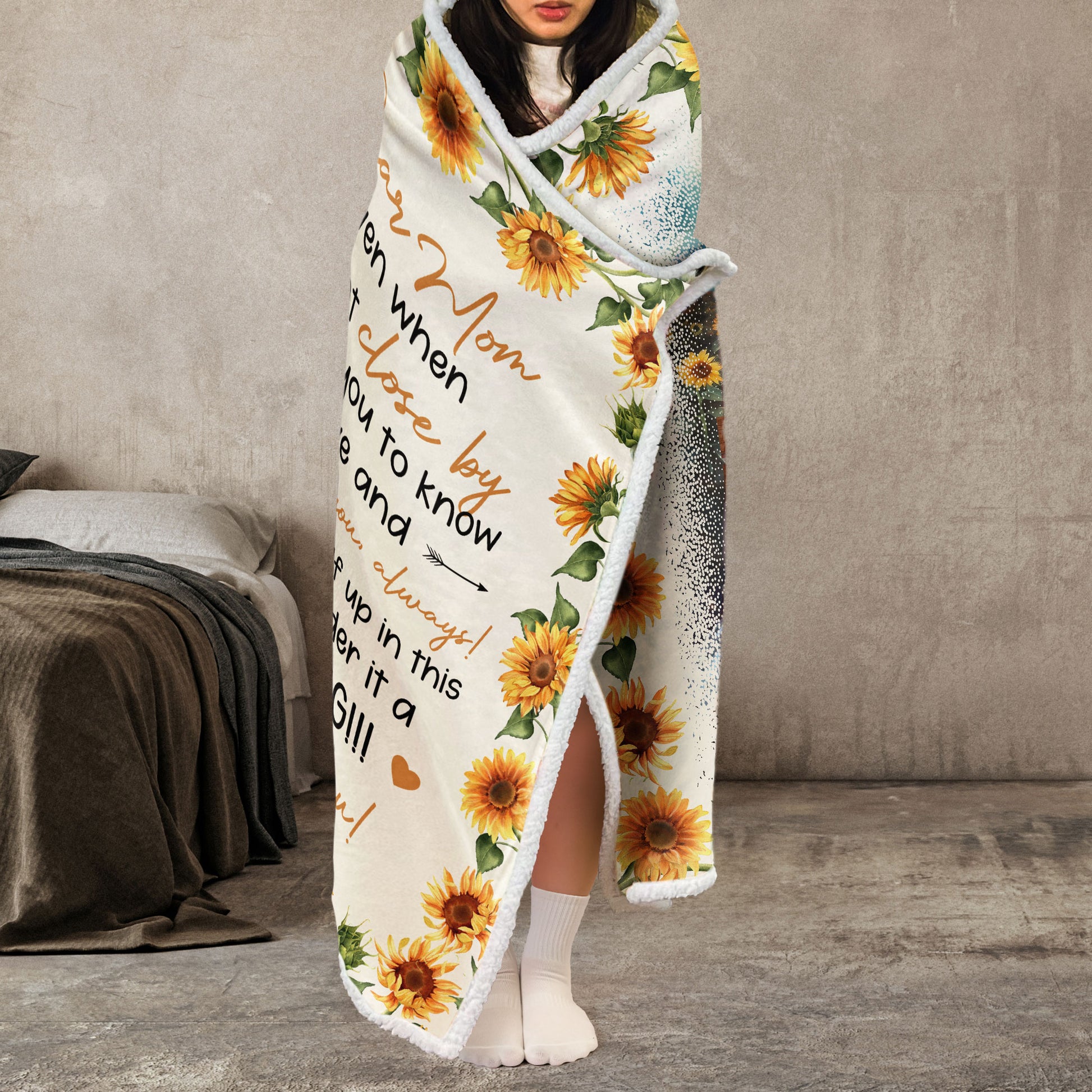 Dear Mom, Think of This as a Big Hug – Personalized Wearable Blanket Hoodie